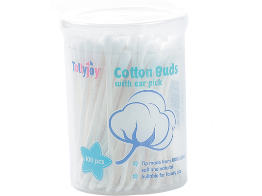 Cotton Buds with Ear Pick in Canister (100 stks/box)
